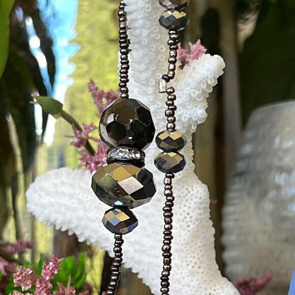 Silver Grey Faceted Beading Long Chico’s Necklace $18ea or bundle 3/$30 - Picture 5 of 7